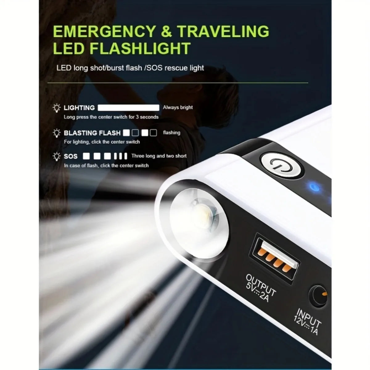 12V 600A Car Jump Starter Emergency Battery Booster Quick Start Power Bank With LED Flashlight Charger For Phone
