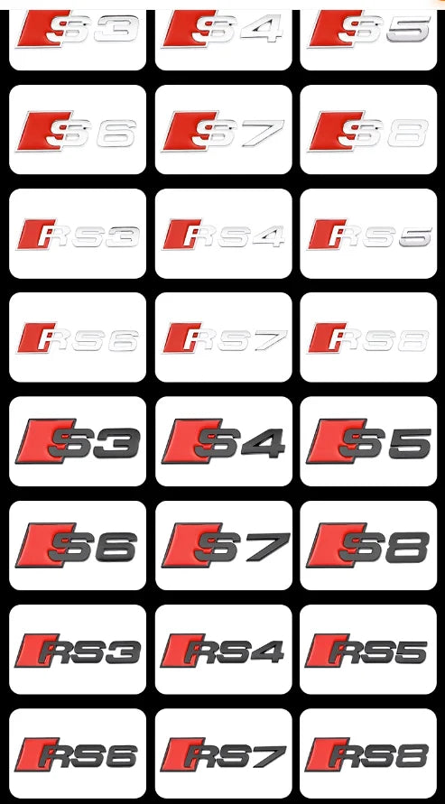 3D ABS Car Stickers and Decals For Audi RS S3 S4 S5 S6 S7 S8 A3 A4 A5 A6 A7 A8 Q3 Q5 Q7 TT Rear Trunk Body Emblem Badge Stickers