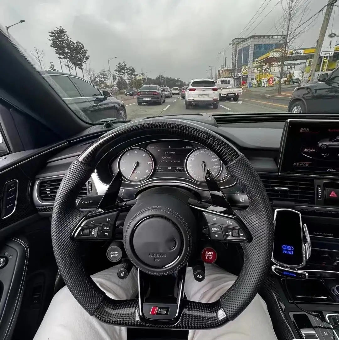 RS Carbon Steering Wheel for Audi A3 A4 A5 A6 A7 A8 S3 S4 S5 S6 S8 Q3 Q5 Q7 Q8 SQ5 SQ7 SQ8  RSQ5 RSQ8 RSQ8 RS3 RS4 RS5 RS6 R8