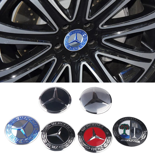 4PC Car Wheel Center Hub Caps Badge Sticker Wheel Stickers For Mercedes Benz AMG CLK CLA A180 W108 W201 W212 W213 W220 C260 C300
