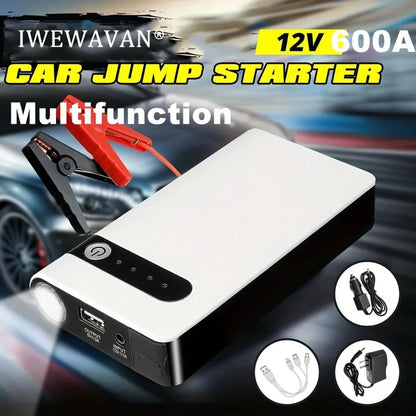 12V 600A Car Jump Starter Emergency Battery Booster Quick Start Power Bank With LED Flashlight Charger For Phone